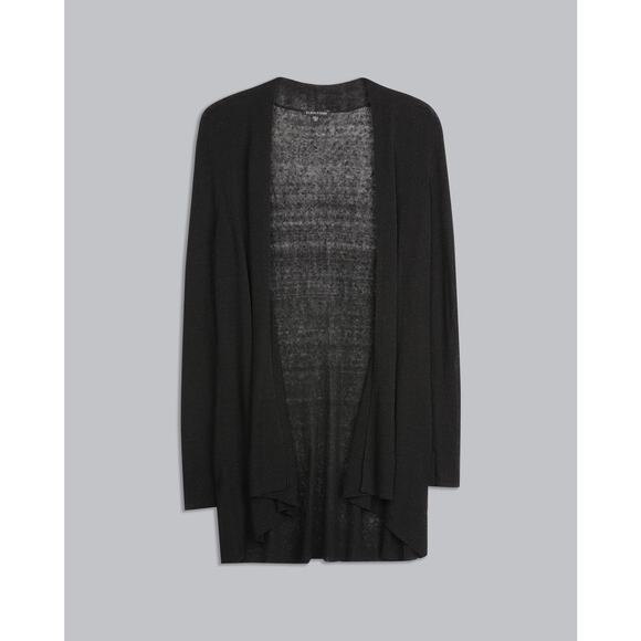 Eileen Fisher Black Polished Linen Rib Lightweight Cardigan Sweater Plus Size 1X - Picture 1 of 7